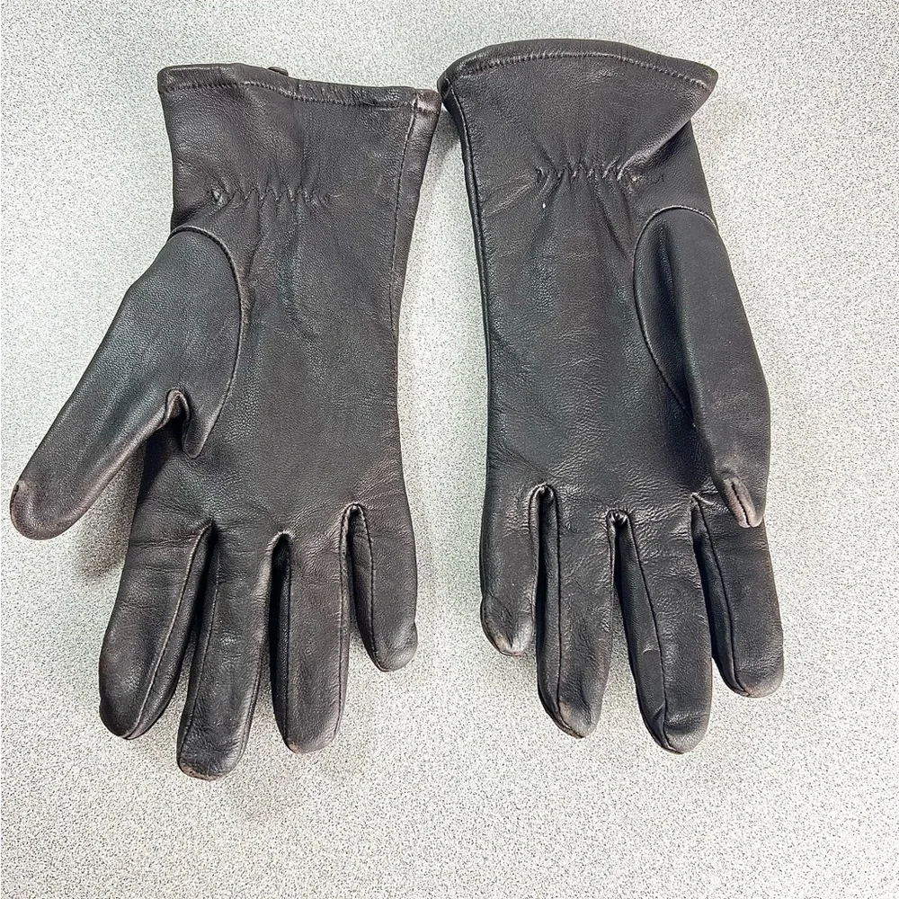 Vintage‎ Fownes Leather Gloves in Brown fully lined warm Driving size 7.5